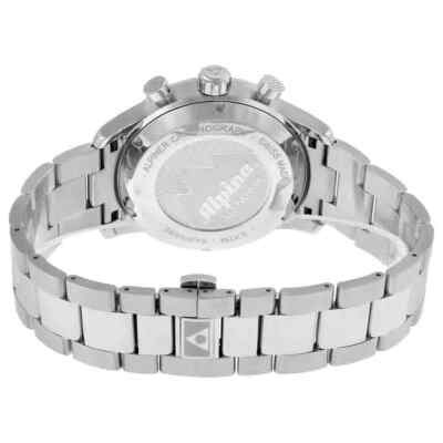 Pre-owned Alpina Chronograph Sunray Navy Dial Stainless Steel Men's Watch Al-750n4e6b