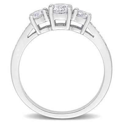Pre-owned Amour 1 Ct Tdw Diamond Three-stone Engagement Ring In Platinum In White