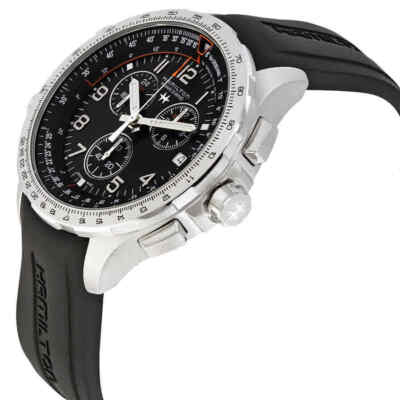 Pre-owned Hamilton X-wind Gmt Chronograph Black Dial Men'swatch H77912335