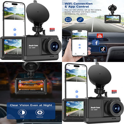 Tablero Antirrobo Grabador Vídeo WiFi Del Coche De La Vista Frontal Camara 1080P