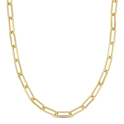 Pre-owned Amour 4.3mm Paperclip Chain Necklace In 14k Yellow Gold, 16 In