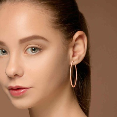 Pre-owned Amour 60mm Hoop Earrings In 14k Rose Gold