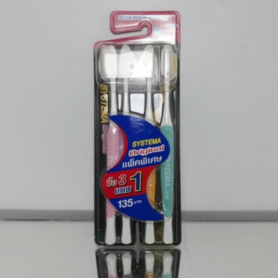 Pack3 Free1 Systema Toothbrush Standard original size M Soft Slim Bristles Deep