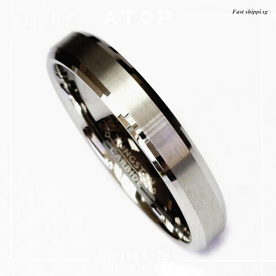 Titanium Color Two Tone Tungsten Carbide Wedding Band Men's Ring Bridal Jewelry