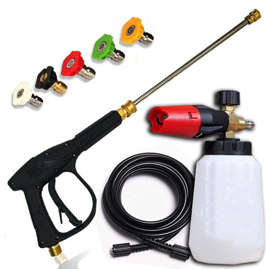 4000PSI High Pressure Power Washer Spray Gun Wand Lance Nozzle Tips Hose Kit M22