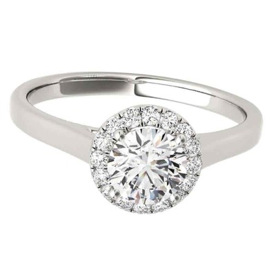 Pre-owned Maulijewels 1.25 Carat Moissanite & Halo Round Diamond Engagement Ring 14k Solid In White