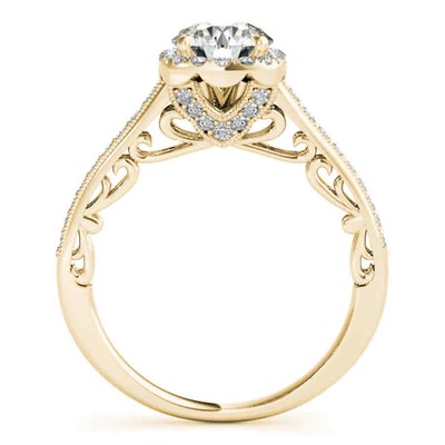 Pre-owned Maulijewels 1 Carat Halo Diamond 14k Yellow Gold Engagement Ring