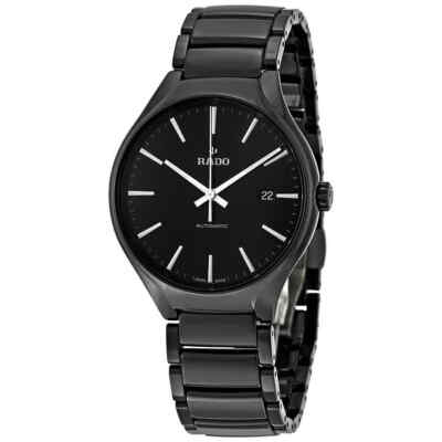 Мужские часы Rado True с автоматическим черным циферблатом и черной керамикой R27056152