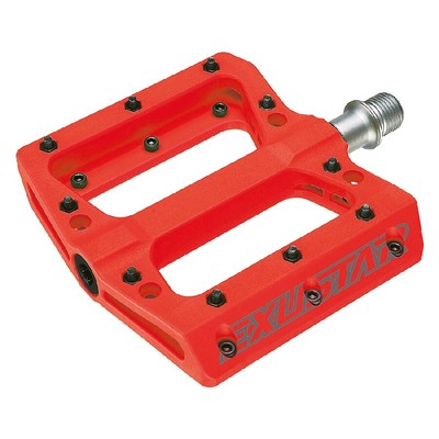 coppia pedali flat mtb e-pb71 in termoplastica rosso 305900860 EXUSTAR flat bici