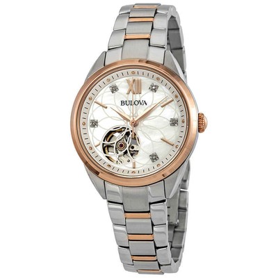 Женские часы Bulova Classics Automatic MOP с бриллиантовым циферблатом 98P170