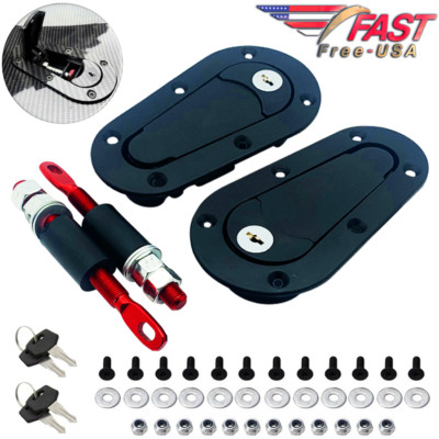 Universal Quick Release Locking Hood Latch Pin Kit - Black or Carbon Fiber - USA