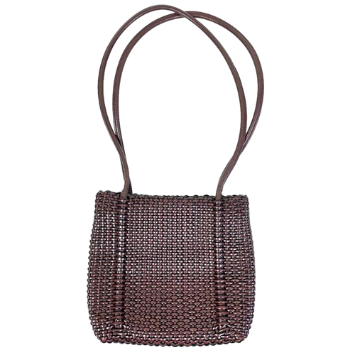 VTG Nine West Woven Leather Double Handle Tote Bag Handbag