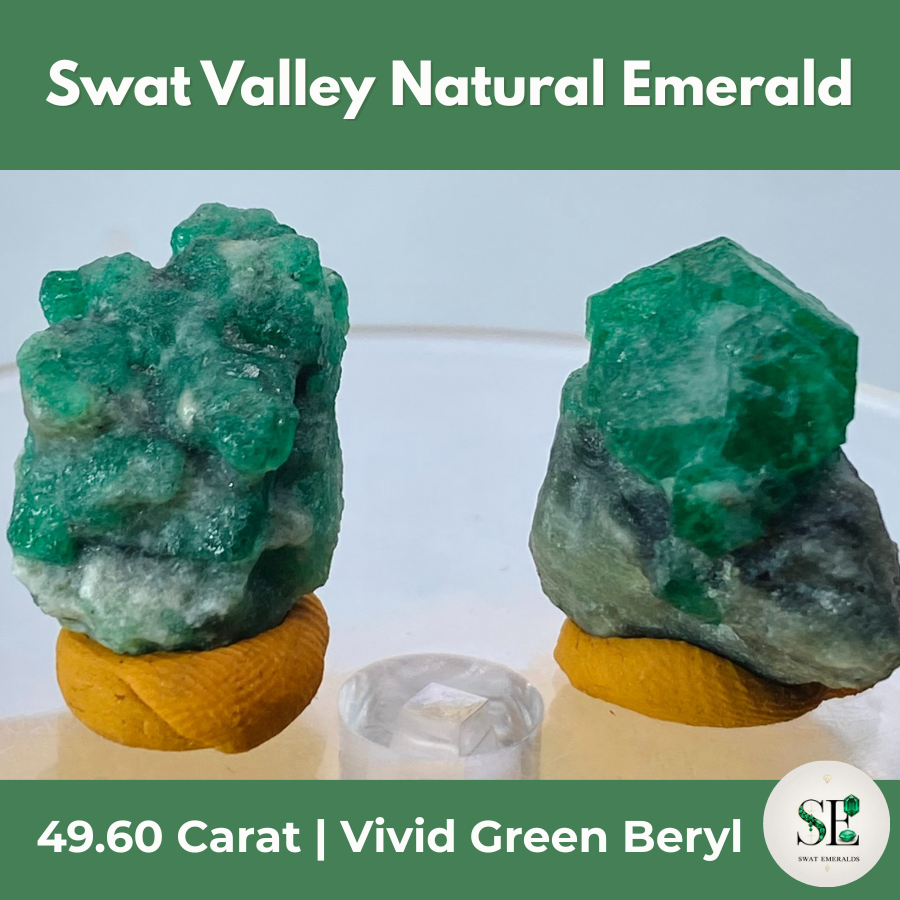49.60C Natural Swat Valley Emerald Rough Crystals | Vivid Green Beryl| UK Seller