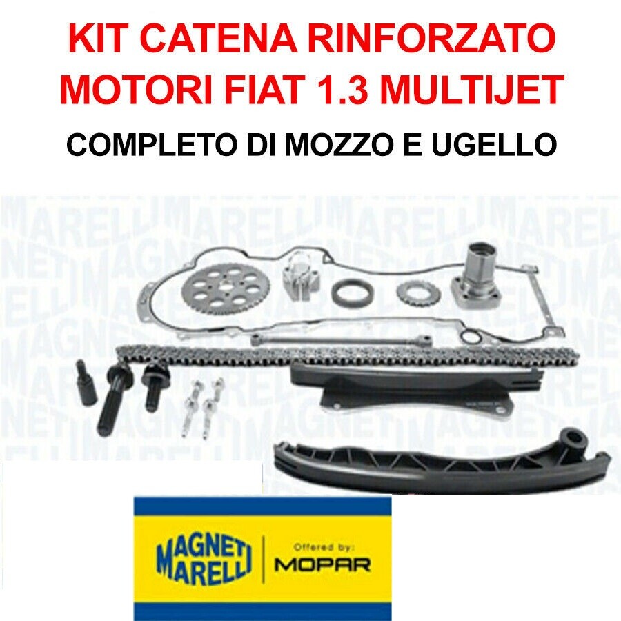 KIT CATENA DISTRIBUZIONE COMPLETA FIAT 1.3 MULTIJET 18 PZ CON MOZZETTO! MARELLI