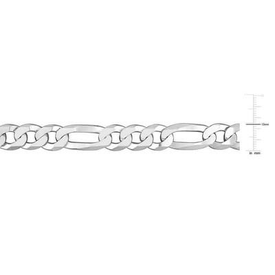 Pre-owned Amour 12.3mm Flat Figaro Chain Necklace In Sterling Silver, 24 In In Yellow