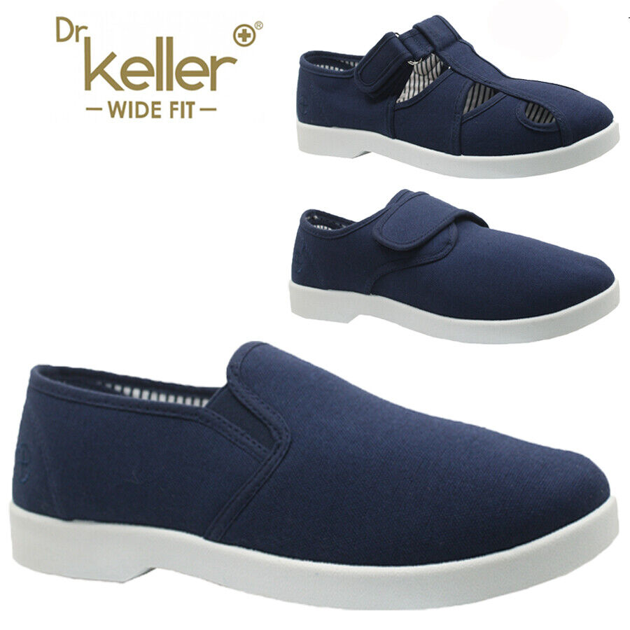 Dr Keller Mens Boat Shoe Wide Fit Canvas Grey 10 UK