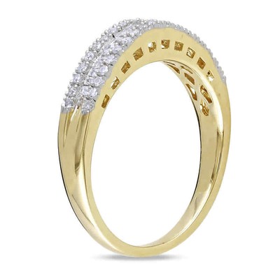 Pre-owned Amour 1/4 Ct Tw Baguette And Round Diamond Anniversary Band In 14k Yellow Gold