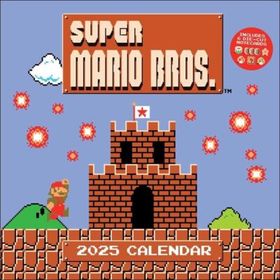 Harry Abrams Super Mario Bros. 8-Bit Retro 2025 Wall Calendar with Bonus Diecu w