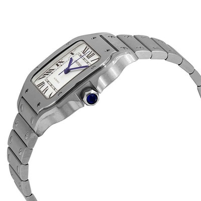 Pre-owned Cartier Santos Medium Model Silvered Opaline Dial Men's Watch Wssa0029