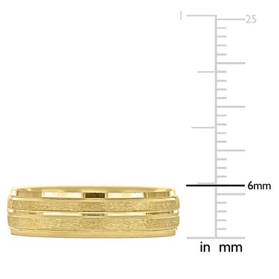 Pre-owned Amour Men's 6mm Double Row Textured Wedding Band In 14k Yellow Gold