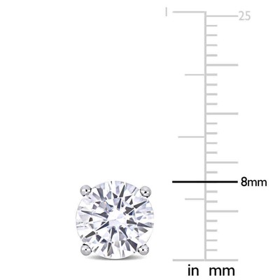 Pre-owned Amour 4 Ct Dew Created Moissanite Solitaire Stud Earrings In 14k White Gold