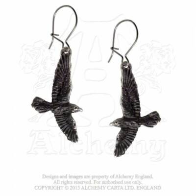 Alchemy Gothic Black Raven Earrings - Pair   Local Stock   Gothic