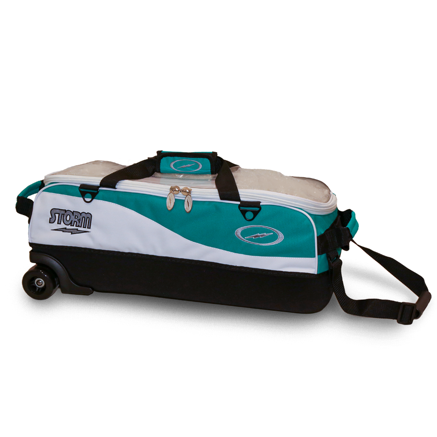 STORM 3BALL TRAVEL TOTE PRO BU/BK 新品未使用 Storm 3 Ball Travel Tote Pro White/Teal - BowlerX.com