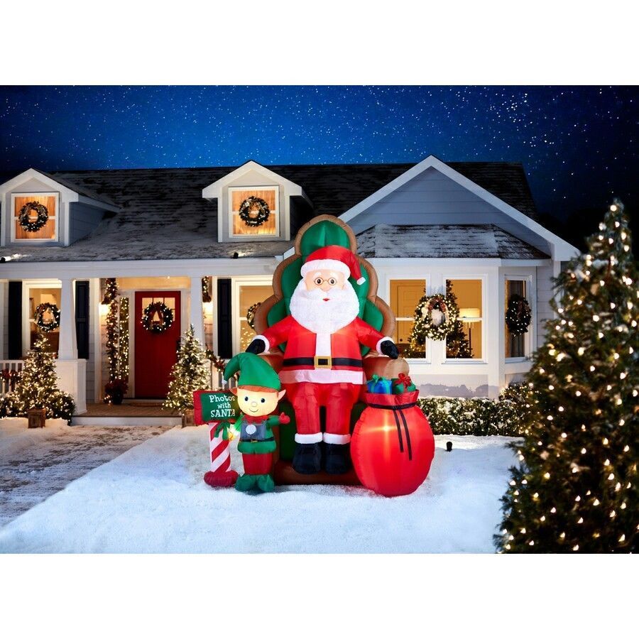 Gemmy 10 ft Photos with Santa & Elf Airblown Inflatable Lights up Brand New