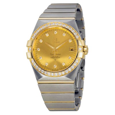Omega Constellation Champagne Dial Steel and 18kt Yellow Gold Diamond Mens