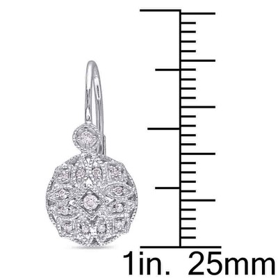 Pre-owned Amour 1/8 Ct Tw Diamond Vintage Leverback Earrings In 14k White Gold In Check Description