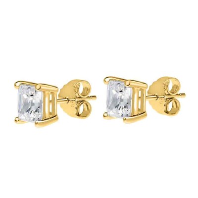 Pre-owned Maulijewels 0.75 Ct Princess Cut Diamond Stud Earrings 14k Yellow Gold In White