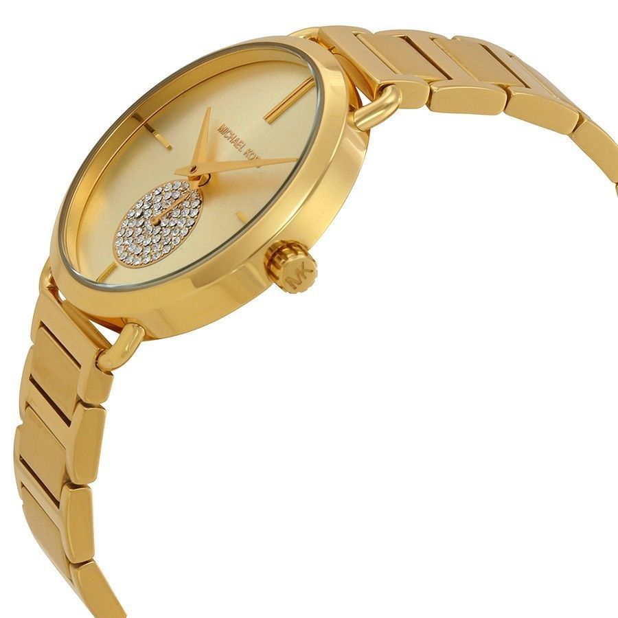 MICHAEL KORS MK3639 PORTIA YELLOW GOLD STEEL CRYSTAL WOMENS WATCH NIB