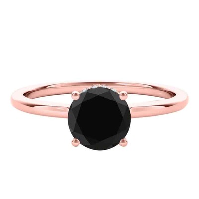 Pre-owned Maulijewels 18k Solid Rose Gold 1.06 Carat Natural Black & White Diamond