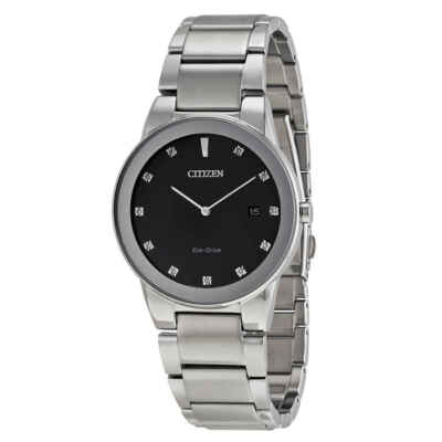 Pre-owned Citizen Axiom Eco-drive Black Dial Men's Watch Au1060-51g