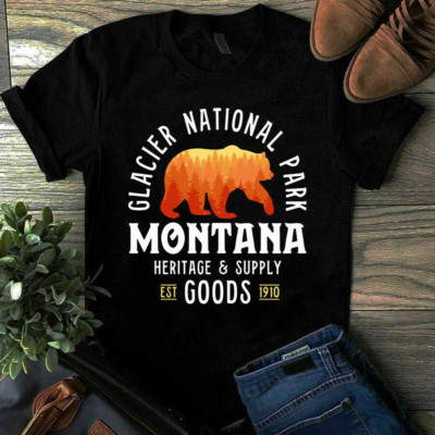 Glacier National Park Bear Montana Forest Camping Hiking Tshirt