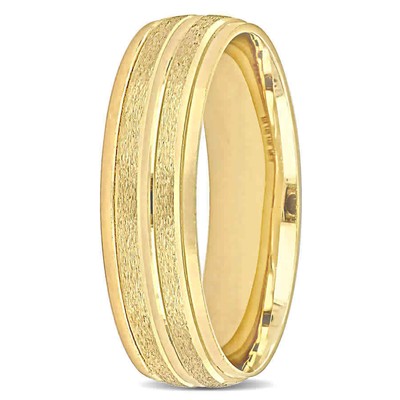 Pre-owned Amour Men's 6mm Double Row Textured Wedding Band In 14k Yellow Gold