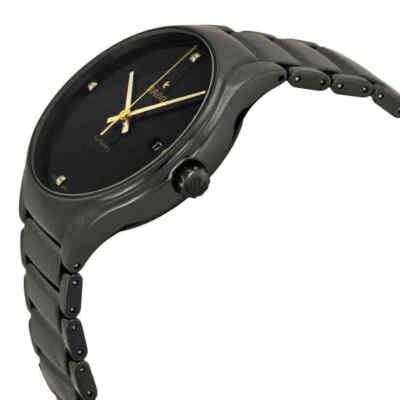 Pre-owned Rado True Black Dial Black Ceramic Men's Watch R27056712