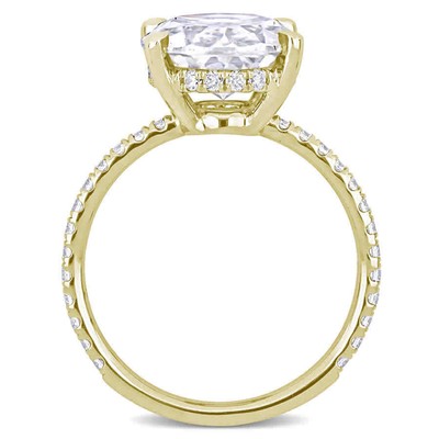 Pre-owned Amour 4 7/8 Ct Dew Oval Created Moissanite Engagement Ring In 10k Yellow Gold