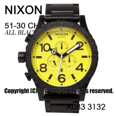 Pre-owned Nixon [] Watch 51-30 Chrono: All Black/yellow A083-3132-00 Men's Japan