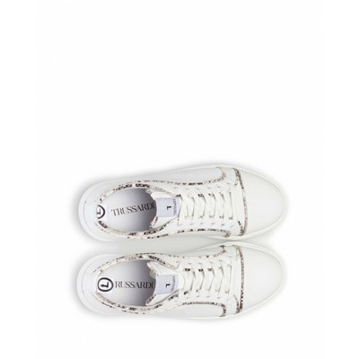 TRUSSARDI DAMEN SNEAKERS SCHUHE TRUSSARDI PREMIUM WHITE PYTHON LEDER WEISS