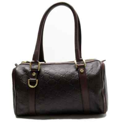 GUCCI Abbey Guccissima Mini Boston Bag Dark Brown Auth Leather GOOD CONDITIION