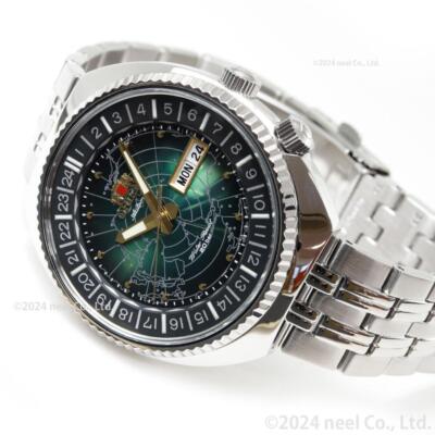 Pre-owned Orient Revival Rn-aa0e02e Watch Green Dial World Map Automatic Mechanical Men