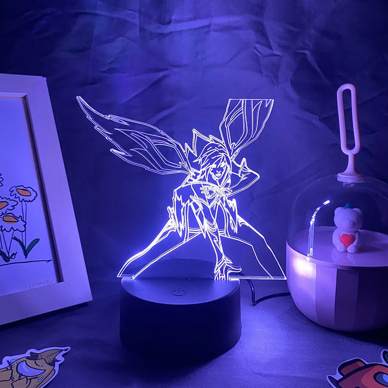 Game League of Legends Figure Kaisa 3D Led Acrylic Neon Night Lights Bedroom Tab