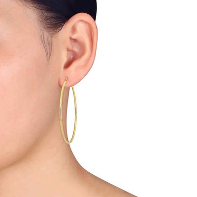 Pre-owned Amour 65mm Polished Hoop Earrings In 10k Yellow Gold
