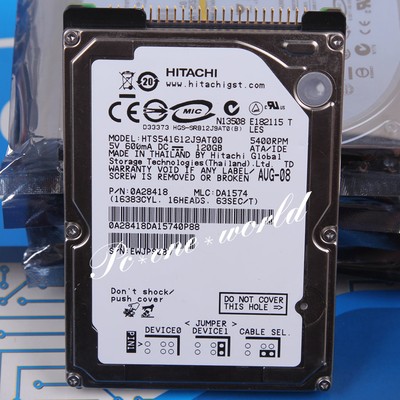 100% OK HTS541612J9AT00 HITACHI 120 GB 2.5'' 5400 RPM 8 MB PATA Hard Disk HDD