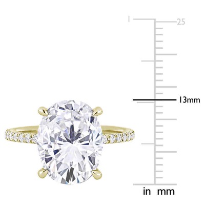 Pre-owned Amour 4 7/8 Ct Dew Oval Created Moissanite Engagement Ring In 10k Yellow Gold