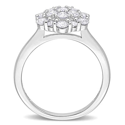 Pre-owned Amour 1 Ct Tw Diamond Cluster Engagement Ring In 10k White Gold