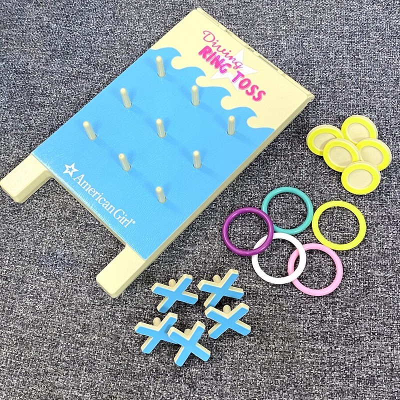 18'' American Girl Doll Tic Tac Toe & Ring Toss Backyar Lawn Game From Pool Set