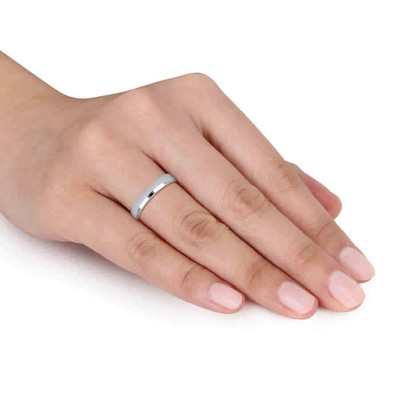 Pre-owned Amour 4mm Finish Wedding Band In 14k White Gold