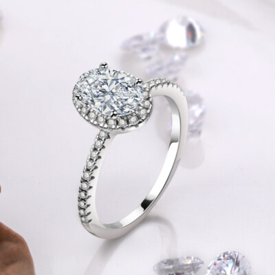 925 Sterling Silver Rings Oval Natural Zircon Rings Womens Wedding Jewelry JZ474